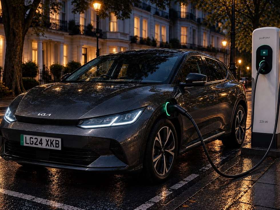 An electric replacement vehicle on charge