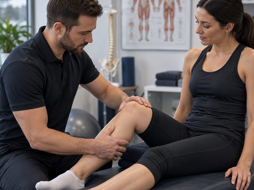 A physiotherapist treating an injury after an accident