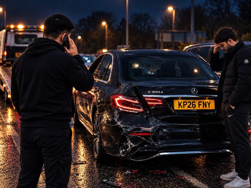 A driver calling for help after a non-fault accident