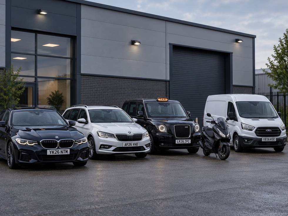 A range of replacement vehicles including cars, a van and a motorbike
