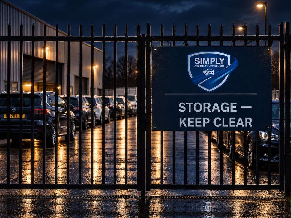 Vehicles held in a secure, gated storage yard